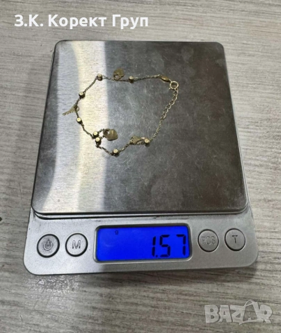 Златна гривна 14K 585 с ключ и сърце – 1,57 г – 19,5 см, снимка 4 - Гривни - 54513469