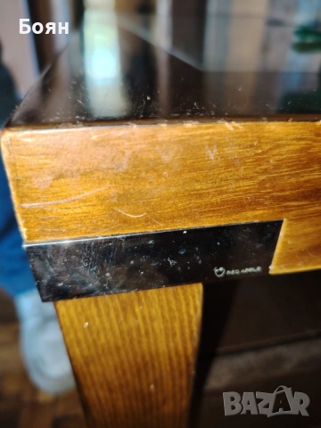 Дървена маса със стъкло Канор, червена ябълка, снимка 5 - Маси - 54174438