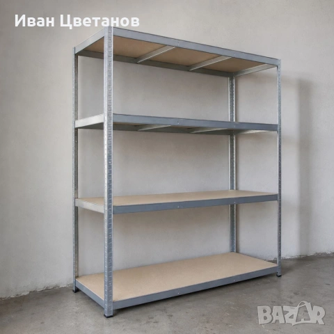 Метален гаражен стелаж HÖGLER 180x160x60 см – 4 рафта, до 1200 кг, поцинкована стомана