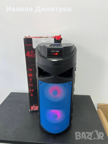 Bluetooth Тонколона KTS-1091, 2*4инча, снимка 3 - Bluetooth тонколони - 54216750