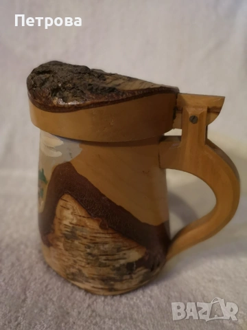 Дървена, ръчно рисувана халба. , снимка 4 - Декорация за дома - 54010106