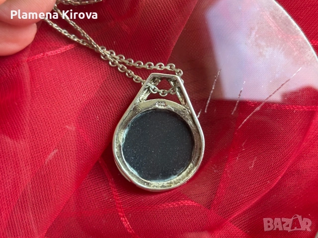 Колие с камък син голдстоун | Сребро 925, снимка 6 - Колиета, медальони, синджири - 54150140