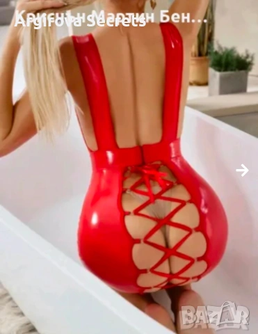 Рокля Латекс с връзки задна час , снимка 2 - Рокли - 54306007