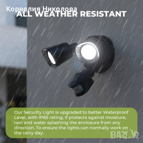 LED външна лампа със сензор за движение, 16W 1900LM 5000K дневна светлина, снимка 10 - Лед осветление - 54201470