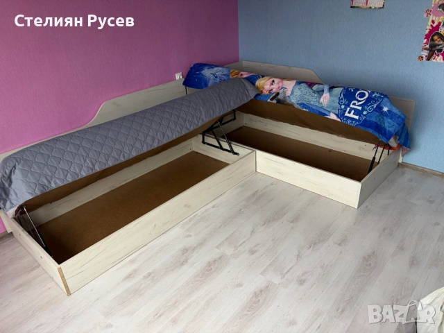0905  ъглови  единични легла  с матрак 190/90см  обща цена 140 евро или 273.82лв   kd -190см / 90см , снимка 2 - Спални и легла - 54483410