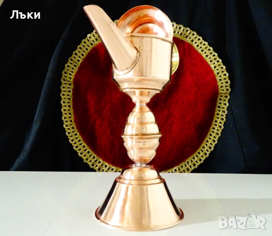 Медна маслена лампа,чиста червена мед. , снимка 2 - Антикварни и старинни предмети - 54045581