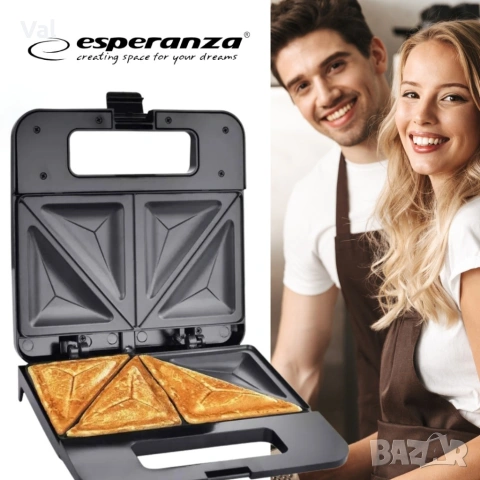 Тостер-сандвич Esperanza Parmigiano, 1000W, триъгълник, 2 ГОДИНИ ГАРАНЦИЯ, снимка 5 - Тостери - 54814197
