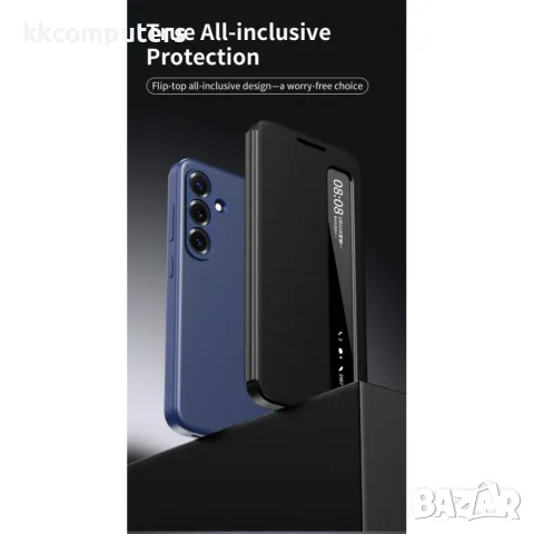 За Samsung Galaxy A57 5G Smart View Кожен Калъф с Прозорец, NFC Активиране и Скрийн Протектор – 4 цв, снимка 6 - Калъфи, кейсове - 55611417