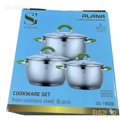 Комплект тенджери Swisgold Alana с 5-слойно капсулно дъно DJ11 , снимка 7 - Съдове за готвене - 54065454