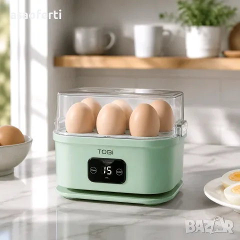 Електрическа яйцеварка за 6 яйца TOBI TB-972, 200W, снимка 4 - Кафемашини - 55415714