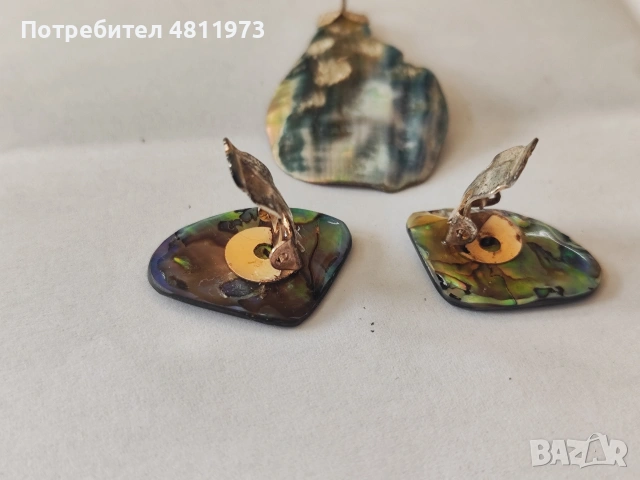 Медальон и обеци сребро с кралски седеф, снимка 4 - Обеци - 54376140