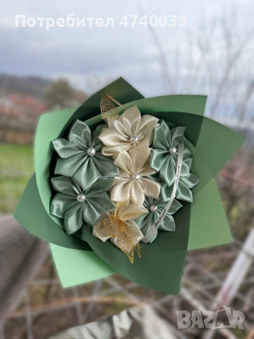 Сатенен букет от плумерии 60 см., снимка 2 - Декорация за дома - 54053630