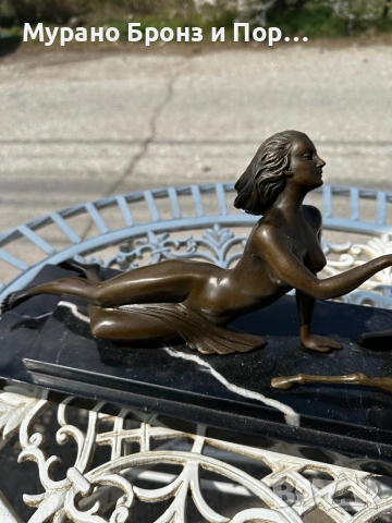 Уникален АРТ ДЕКО Бронз „Жена с Антилопа“ – Автор: M. BOURAINE (6.5 кг / 50 см), снимка 2 - Антикварни и старинни предмети - 53983488