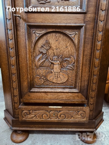 Красив ъглов шкаф с дърворезба , снимка 5 - Шкафове - 55100385