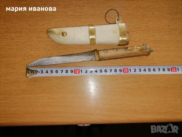 Стар овчарски нож с дървена кания , снимка 4 - Антикварни и старинни предмети - 55083932