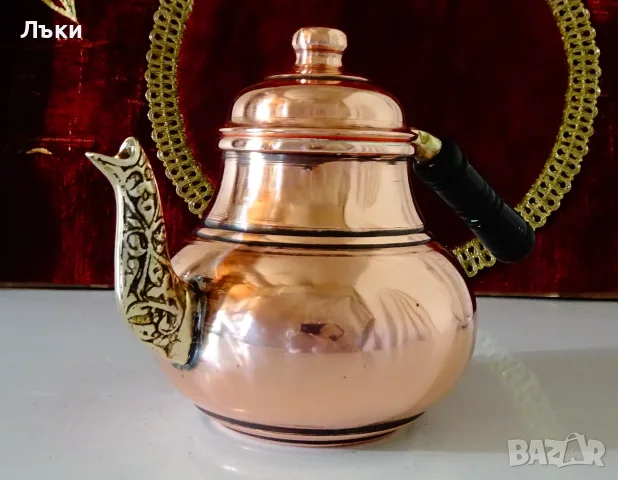 Меден чайник,кана,чиста червена мед 850 мл. , снимка 4 - Антикварни и старинни предмети - 55503370