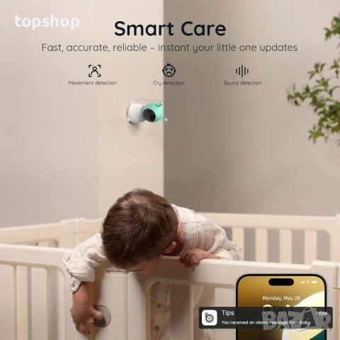 Смарт Бебефон BOIFUN 6T (2K Видео, 5'' Екран + Приложение за Телефон, WiFi, Нощна лампа), снимка 8 - Бебефони - 54693365