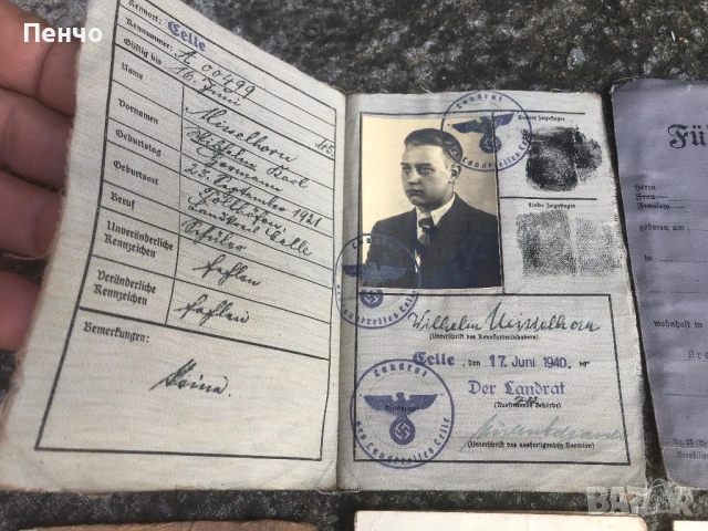 ЛОТ стари немски документи WWII - WwEHRMACHT - ОРИГИНАЛ, снимка 9 - Антикварни и старинни предмети - 54711581