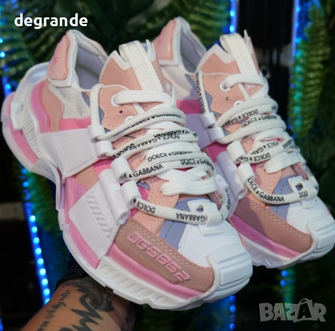 👟НАМАЛЕНИ Сникърси Dolce&Gabbana в бяло и розово, снимка 3 - Маратонки - 51299644