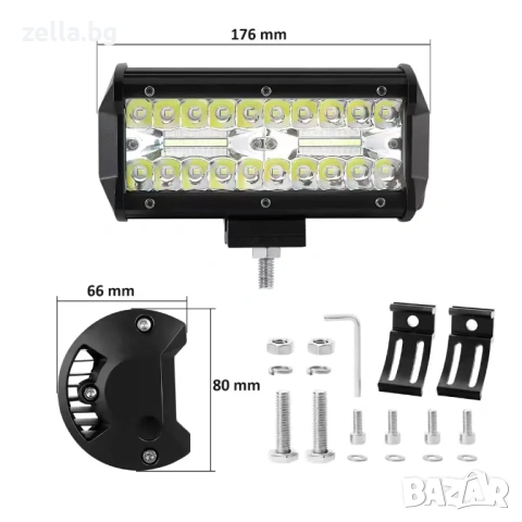 Комплект 2 броя LED BAR фарове 240W, 24000LM – IP68, 12V/24V, за трактор, камион, ATV, офроуд 10368, снимка 7 - Части - 54685076