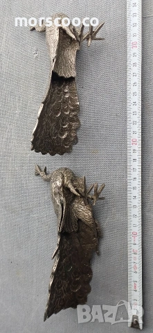 Стари бронзови пауни - бял бронз , снимка 4 - Антикварни и старинни предмети - 54210862