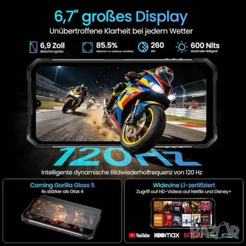 LAGENIO Rhino 1 Pro - 6.9", 8GB+16GB/256GB, 12000mAh, защита, Stereo, снимка 11 - Други - 54063243