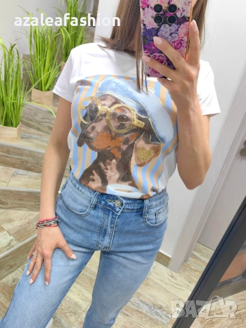 Дамски тениски с куче - Цветове, снимка 8 - Тениски - 54172983