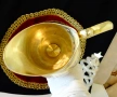 Уникална бронзова кана за вино,релефни орнаменти,позлата. , снимка 2