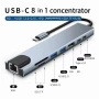 USB-C Хъб 8в1 Type-C 3.1 – 4K HDMI Адаптер RJ45 LAN 100Mbps SD/TF Четец PD Бързо Зареждане , снимка 3