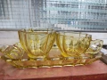 Винтидж сет кехлибарено жълто стъкло САЩ 30-те, снимка 1