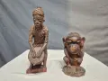 Африкански дървени фигури Барабанист и Маймунка, снимка 1