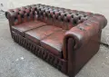 Оригиналне кожени диван Chesterfield Честърфийлд естествена телешка кожа Внос, снимка 7