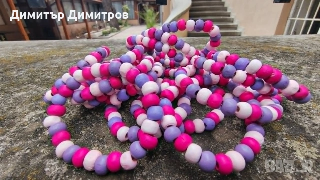 Комплекти от 5 бр. детски гривни с дървени мъниста. Бижута Луди гъби. Ръчна изработка. 