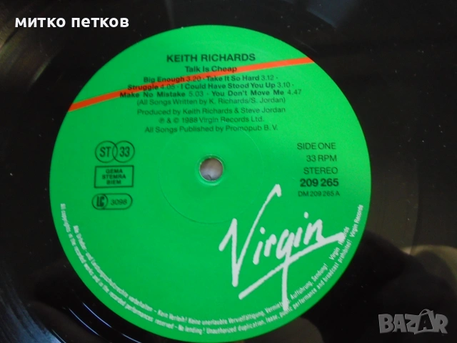 плоча Keith Richards, снимка 4 - Грамофонни плочи - 55220837