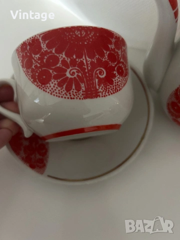 Старинен Съветски порцеланов сервиз за чай/кафе , снимка 9 - Сервизи - 54098242