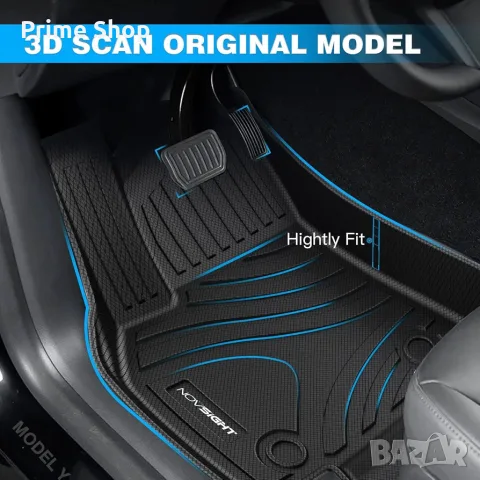 К-кт 3 части 3D трислойни TPE стелки за Tesla Model Y (2019-2023), NOVSIGHT, черни, снимка 4 - Аксесоари и консумативи - 55462833