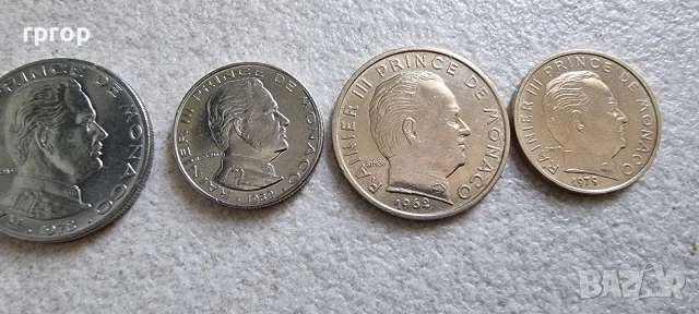 Монако. 0.10, 0.20, ½, 1, 2, 10 франка. 1960 - 1982 година. 6 бройки., снимка 7 - Нумизматика и бонистика - 55526066