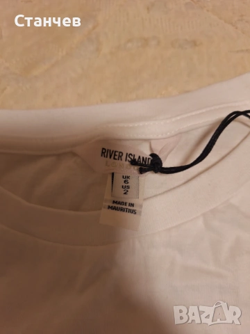  Чисто нова дамска тениска River Island с пайети и мъниста (размер EUR 32 / XXS-XS), снимка 2 - Тениски - 54905502