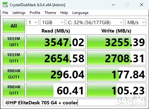 HP EliteDesk 705 G4 DM | Ryzen 5 Pro | 32GB RAM | 500GB Samsung NVMe с охладител | Intel AX200 WiFi, снимка 2 - За дома - 55314035