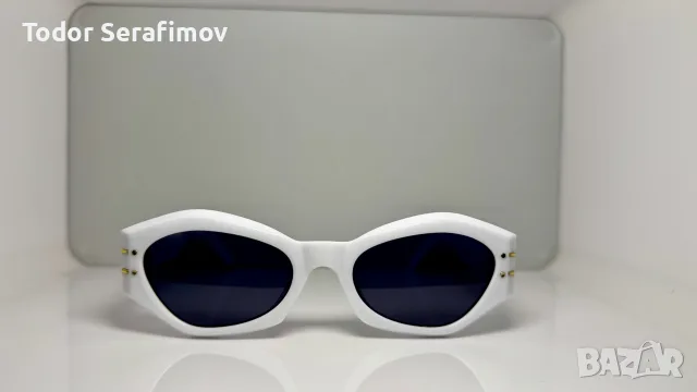 Слънчеви очила Christian Dior CDX / Oval – Бели / Златисти детайли