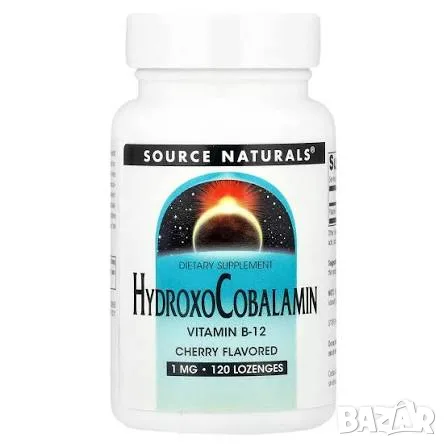 Source Naturals, HydroxoCobalamin, Vitamin B12, Cherry , 1 mg, 120 табл.