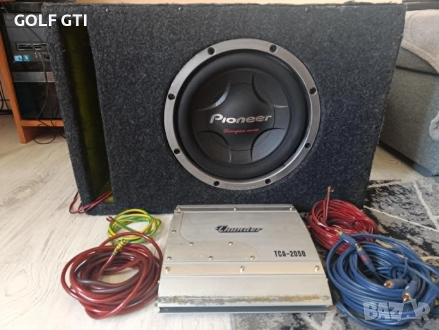 Бас 12 Pioneer + усилвател и кабели