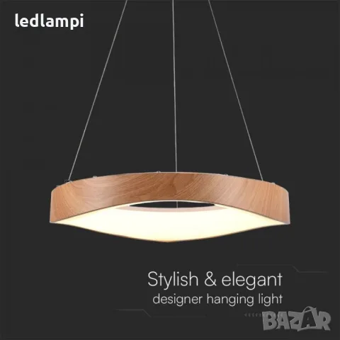 LED Полилей 25W Дизайн Дърво + Бяло Тяло Ф500mm Топло Бяла Светлина, снимка 2 - Полилеи - 40073201