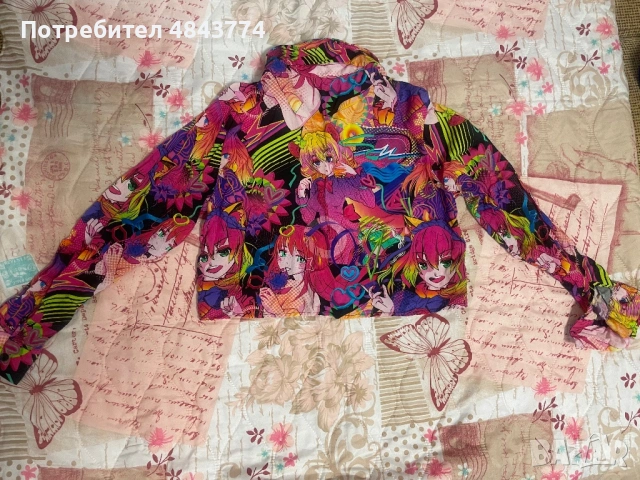 🌈 Цветно късо болеро/риза с аниме принт – чисто ново 🌈, снимка 2 - Ризи - 54748968