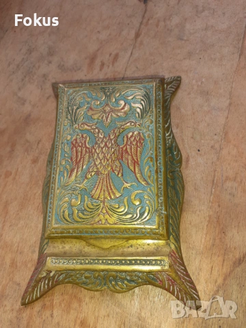 Стар тефтер за бележки бронз емайл двуглав орел, снимка 5 - Антикварни и старинни предмети - 54257515