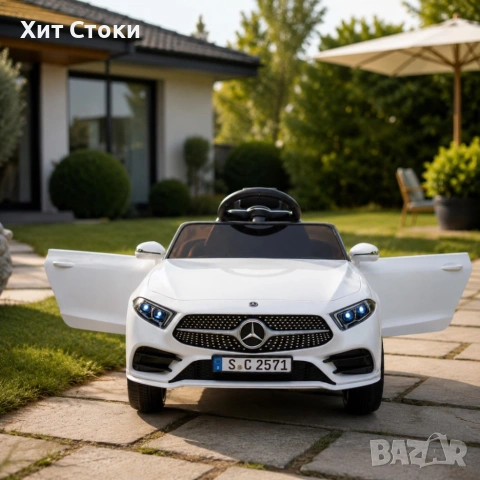 Бяла акумулаторна кола Mercedes Benz CLS350 с кожена седалка 12V