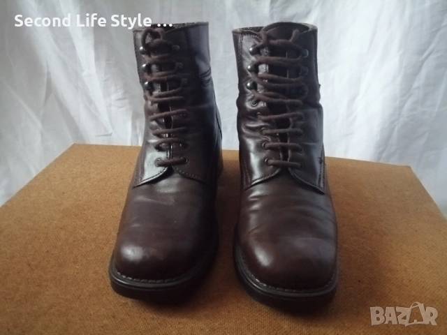 Robin Rose №39 италиански дамски боти естествена кожа в кафяв цвят - със среден ток и квадратен връх, снимка 5 - Дамски боти - 54096858