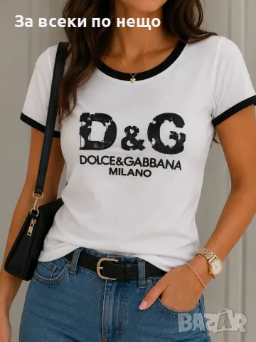Dolce&Gabbana Дамска Бяла Тениска👕Дамска Блуза С Къс Ръкав В Бял Цвят Долче И Габана Код A1613