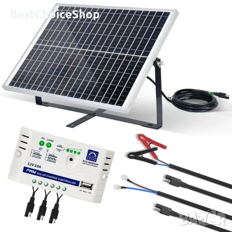 панел комплект монокристален соларен панел 25W 12V с контролер и монтаж