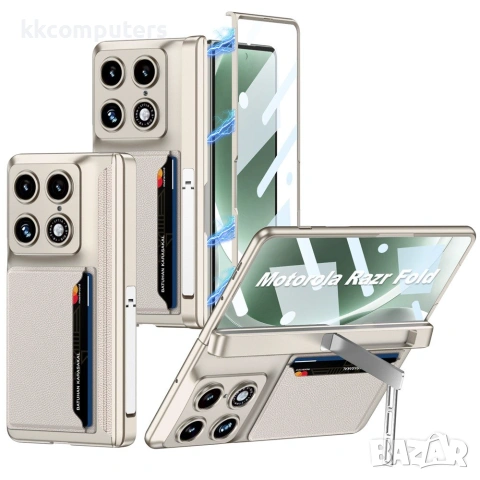 GKK за Motorola Razr Fold 5G Магнитен Калъф с Панта, Стойка, Слот за Карта и Скрийн Протектор от Зак, снимка 3 - Калъфи, кейсове - 55174677